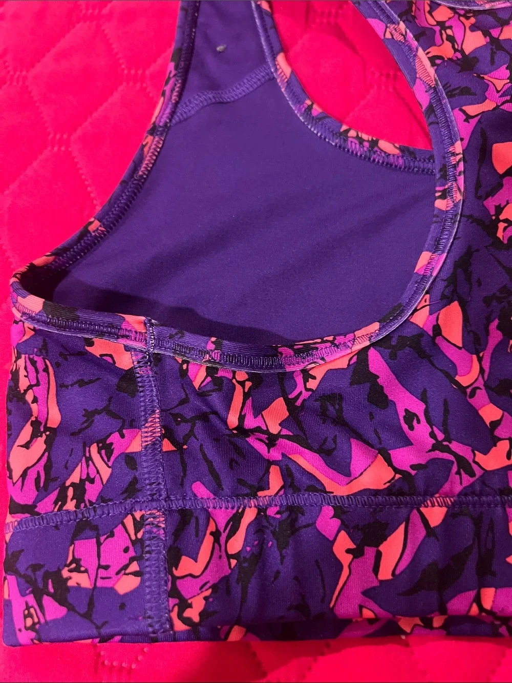 Nike Women's Purple & Pink Patterned Racerback Bikini Top